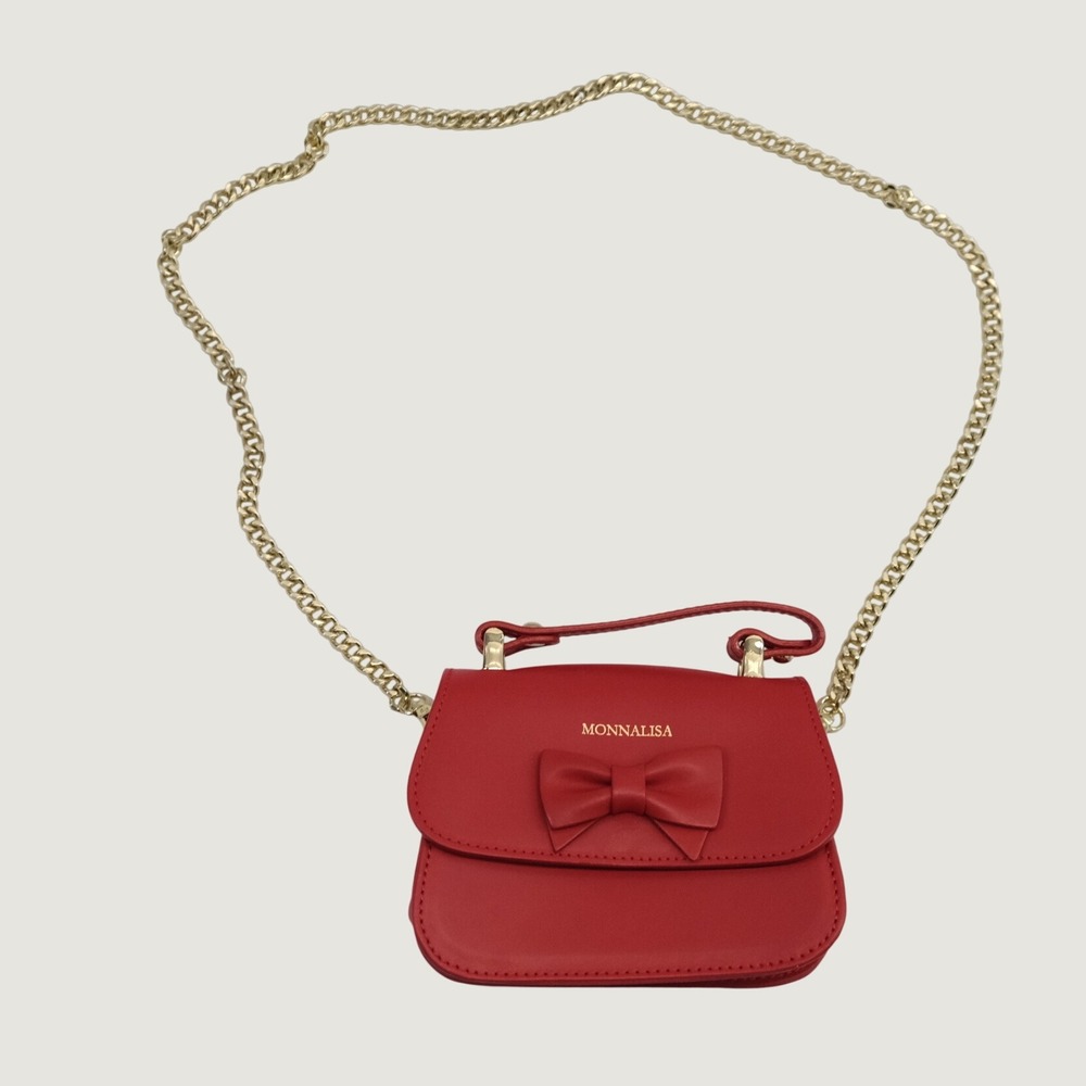 Monnalisa Crossbody Bag Women Red Bow Detail Coquette Small Handbag